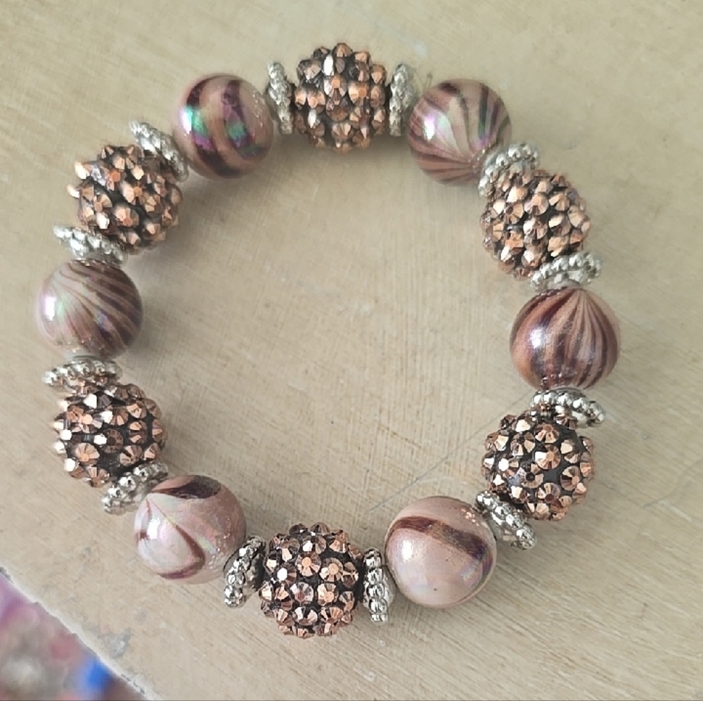 Elegant Brown and Silver Beaded Bracelet